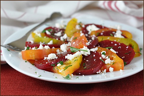 Heirloom tomato beet salad