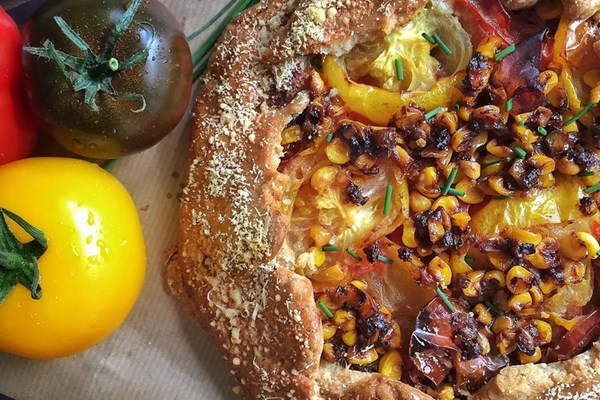 Heirloom tomato, fresh corn & miso butter galette