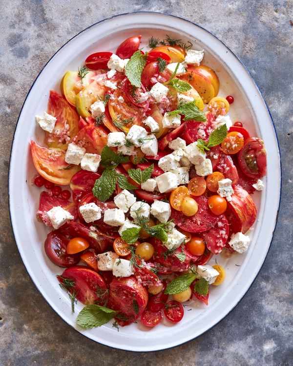 Heirloom tomato goat cheese salad