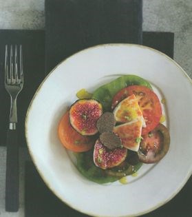 Heirloom tomato, manouri cheese, green chilli, fig and summer truffle salad