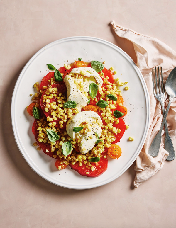 Heirloom tomato, roasted corn and burrata