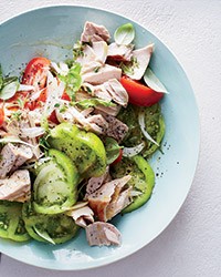 Heirloom tomato salad with tuna confit