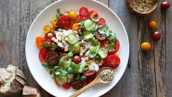 Heirloom tomato salad with tzatziki