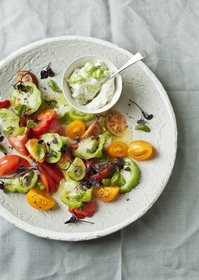 Heirloom tomato salad with wasabi mascarpone