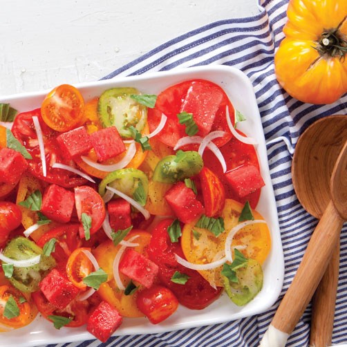 Heirloom tomato-watermelon salad