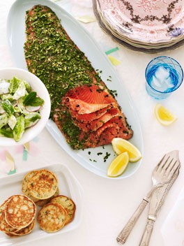 Hendrick's gin-cured trout with buttermilk blini