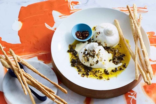 Herb & chilli burrata with grissini