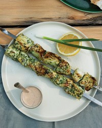 Herb-and-chile marinated fish shashlik