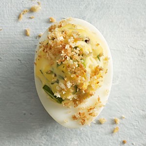 Herb and crumb deviled eggs
