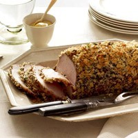 Herb-and-garlic crusted pork roast
