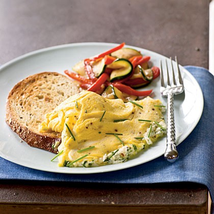 Herb and goat cheese omelet