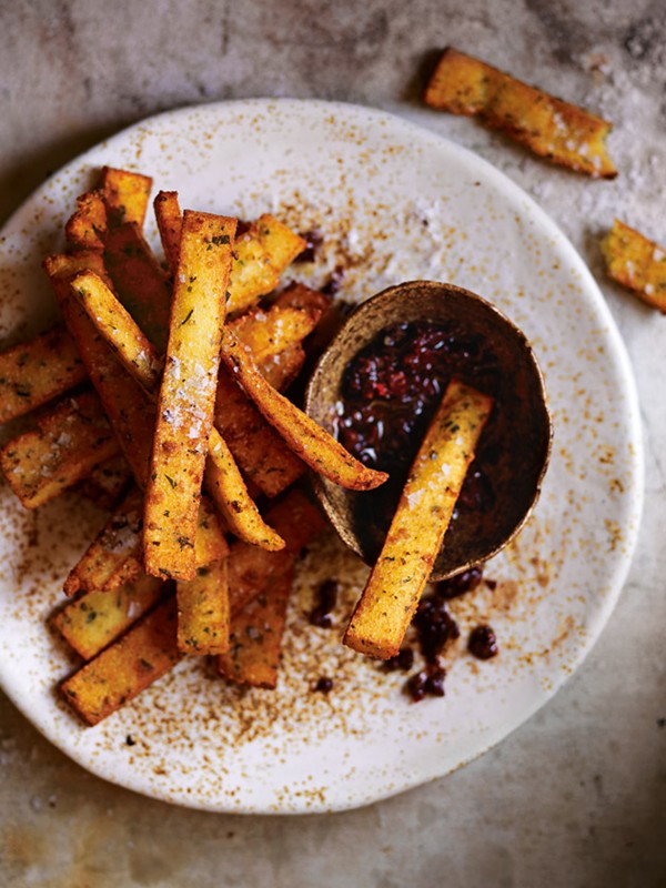 Herb and goat's cheese polenta chips