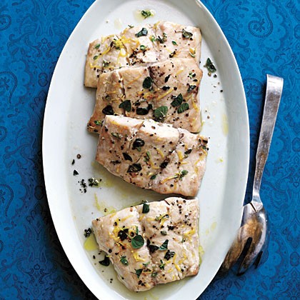 Herb and lemon roasted striped bass