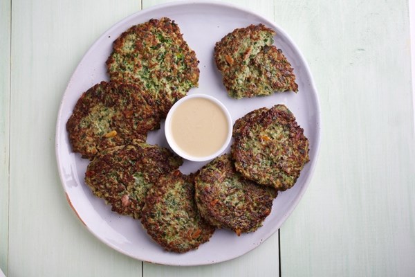 Herb and meat latkes