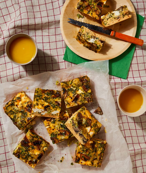 Herb and mushroom breakfast slices
