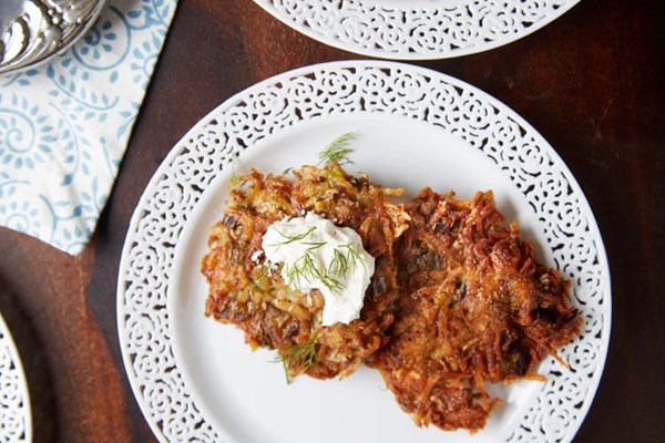 Herb and scallion latkes