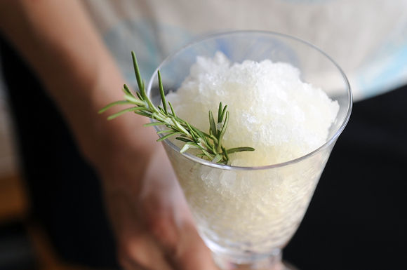 Herb and white wine granita