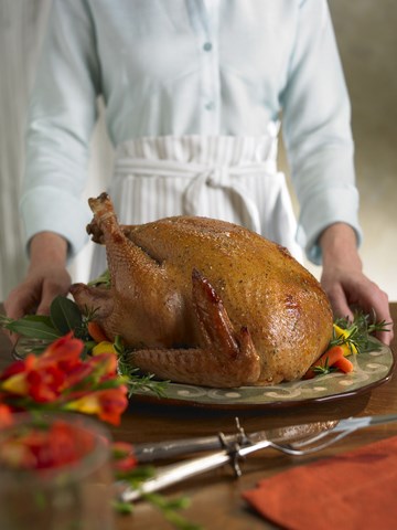 Herb-brined roast turkey