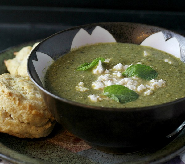 Herb, chard, and feta soup
