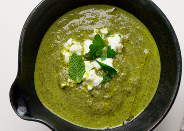 Herb, chard, and feta soup