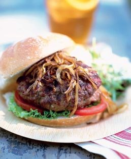 Herb cheese-stuffed garlic burgers