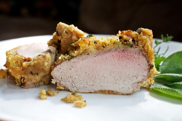 Herb-coated pork tenderloin
