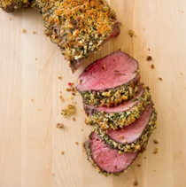 Herb-crusted beef tenderloin
