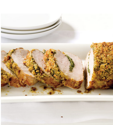 Herb-crusted pork roast with mustard and caraway