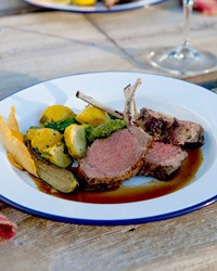 Herb-crusted rack of lamb with gremolata pesto