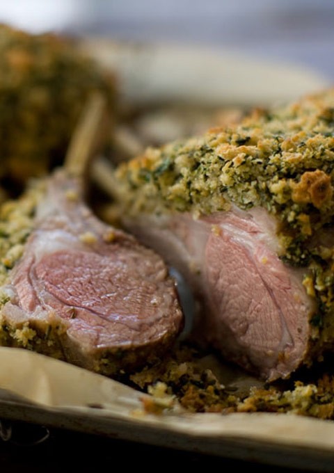Herb-crusted racks of lamb