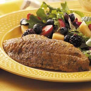 Herb-crusted red snapper