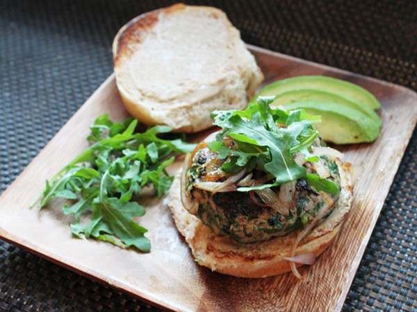 Herb-filled turkey burgers with cheddar cheese