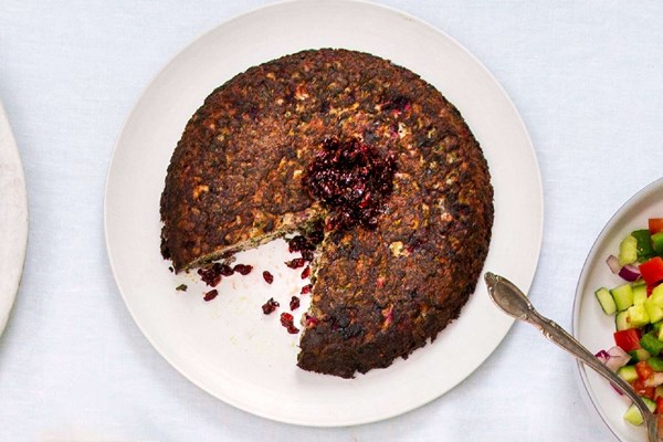 Herb frittata with kale and cranberry (Kuku sabzi)