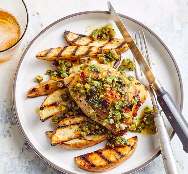 Herb-grilled chicken frites