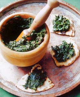 Herb jam with olives and lemon