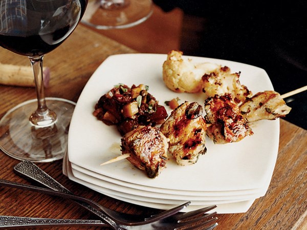 Herb-marinated chicken skewers