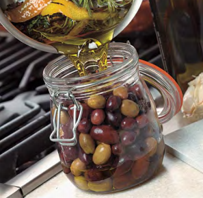 Herb-marinated olives with fennel and orange zest