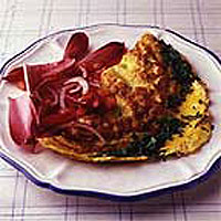 Herb omelette with chicory salad