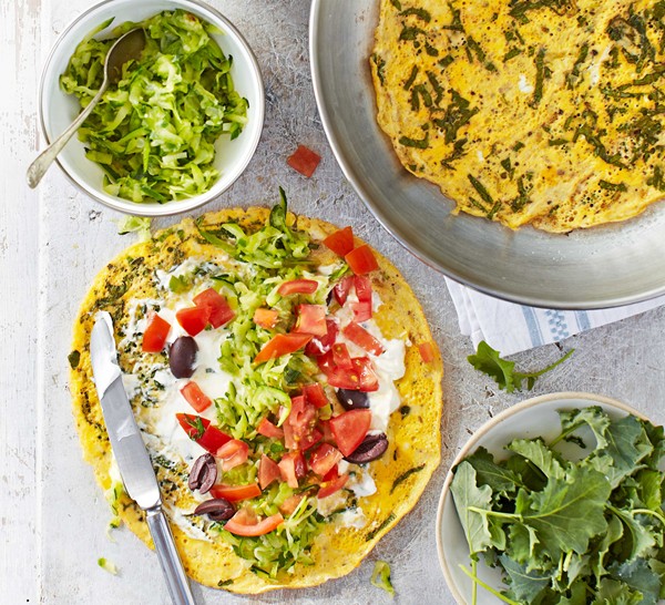 Herb pancake wraps with goat's cheese