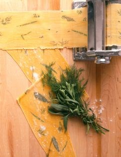 Herb-printed pasta