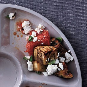 Herb-roasted eggplant with tomatoes and feta