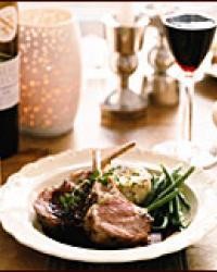 Herb-roasted rack of lamb with smoky Cabernet sauce