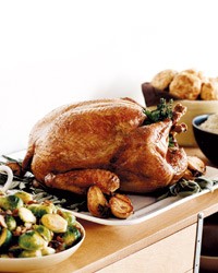 Herb-roasted turkey with maple gravy