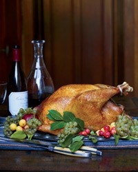 Herb-roasted turkey with wild mushroom gravy