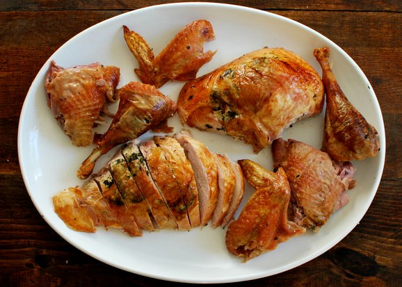 Herb-rubbed roast turkey