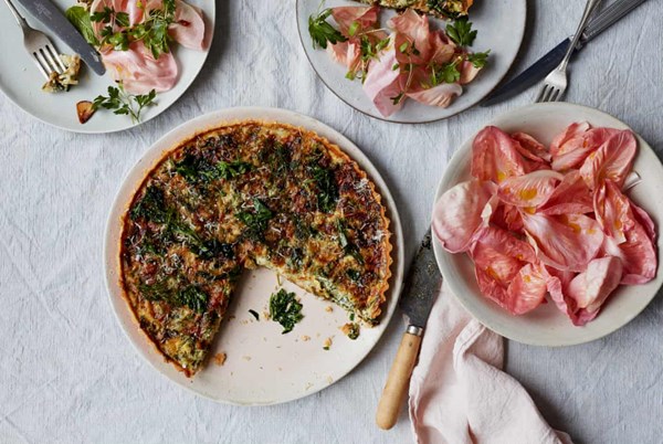 Herb, shallot and cheese tart