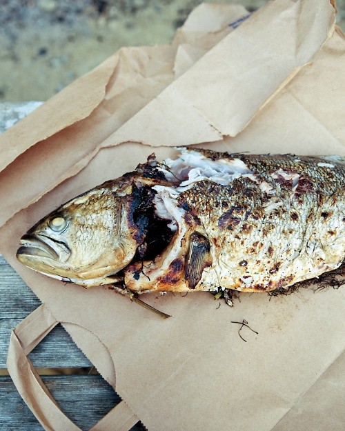 Herb-stuffed bluefish
