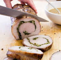 Herb-stuffed pork loin