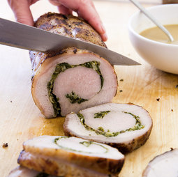 Herb-stuffed pork loin