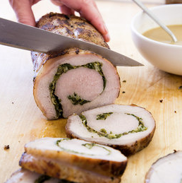 Herb-stuffed pork loin